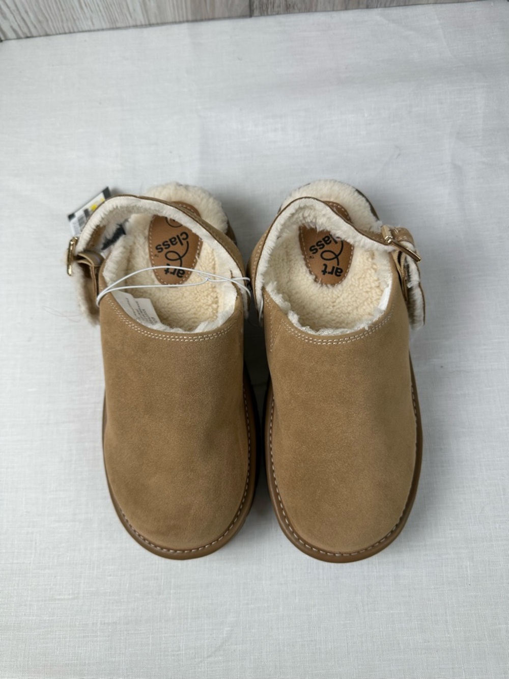 art class Tan Faux-Suede Shearling Slip-On Clog Mules - Picture 3 of 7
